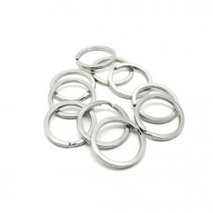 Lot de 10 anneaux attaches porte-clés métal argenté diamètre 25mm