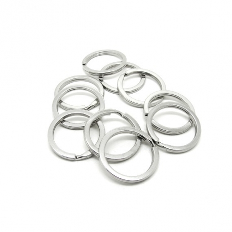 Lot de 10 anneaux attaches porte-clés métal argenté diamètre 25mm