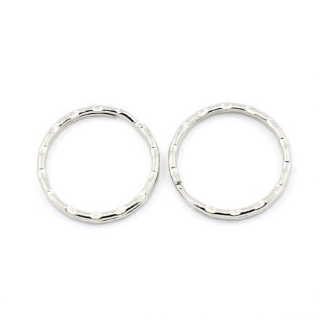 Lot de 10 anneaux attaches porte-clés métal argenté diamètre 25mm