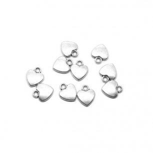 10 breloques peit coeur argenté 8mm