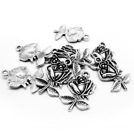 breloque rose couleur argenté pour bijoux